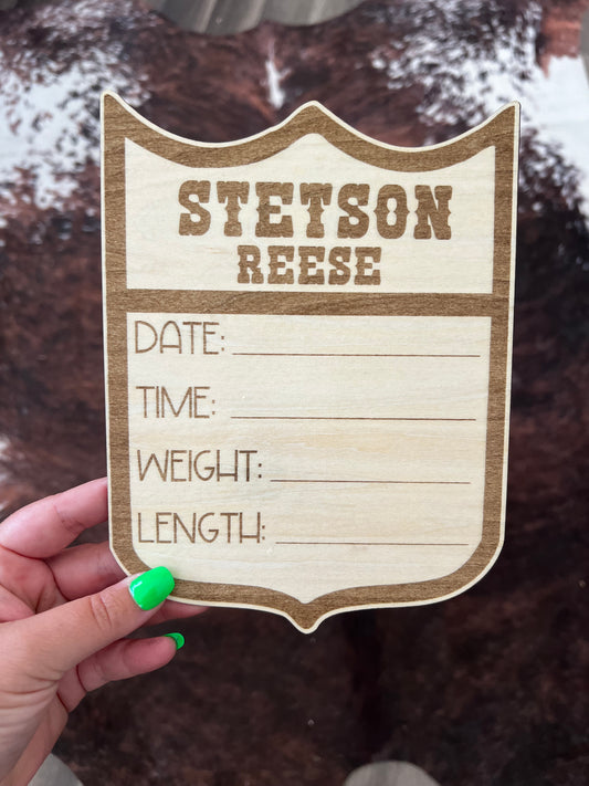 Personalized Western Rodeo Birth Stats Sign